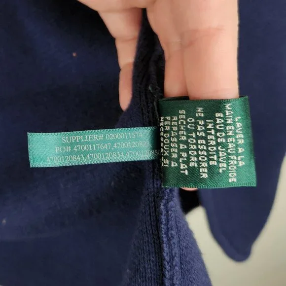 LRL Lauren Ralph Lauren Navy Blue Cotton Knit Sweater Blazer sz PM - Picture 10 of 10